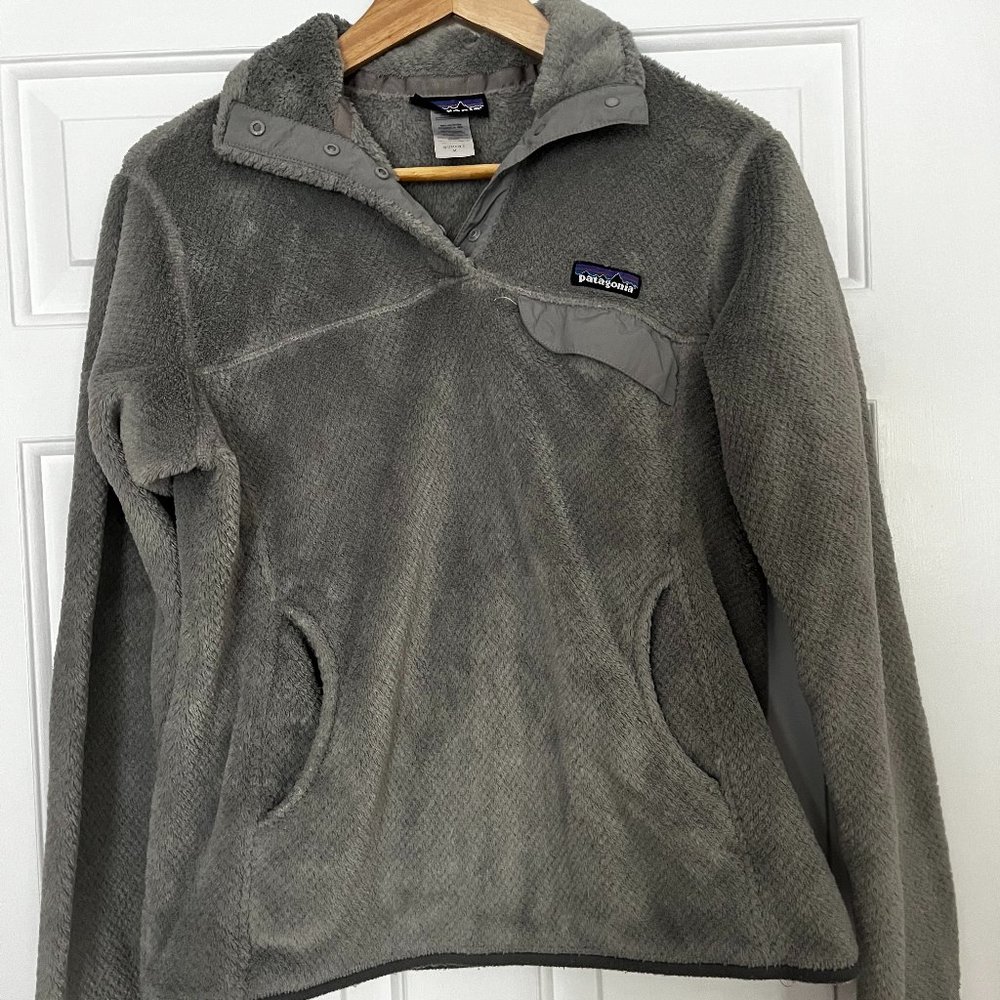 Patagonia Fleece Pullover Snap Buttons Gray
